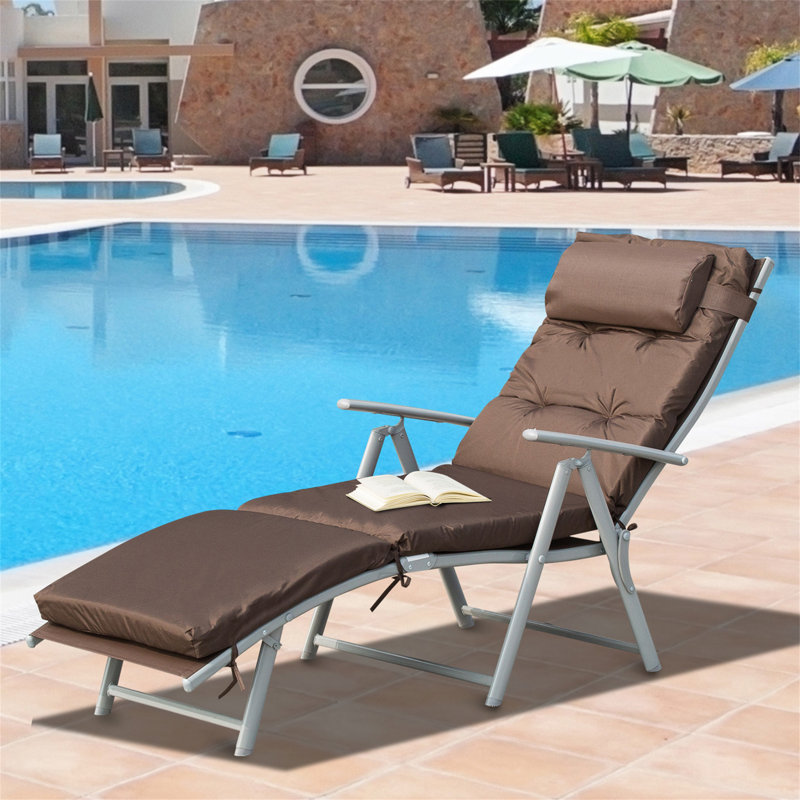 Aymelia 137cm Long Reclining Single Chaise with Cushions, Brown