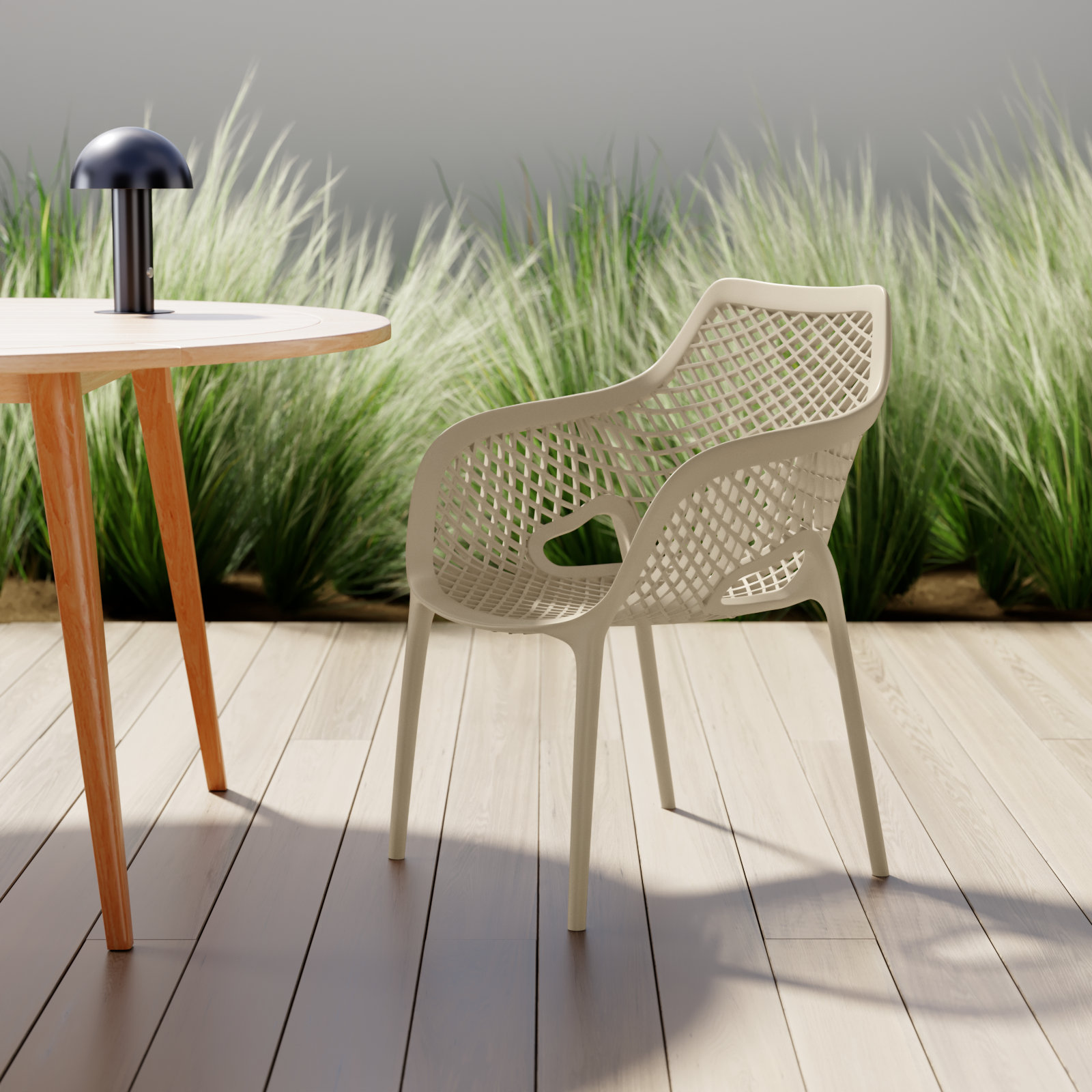 Farrah Stackable Patio Armchair, Taupe
