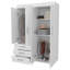 Armoire mobile Denver avec tringles, armoire double porte, 3 tiroirs et 2 tablettes, wengé noir-744340888