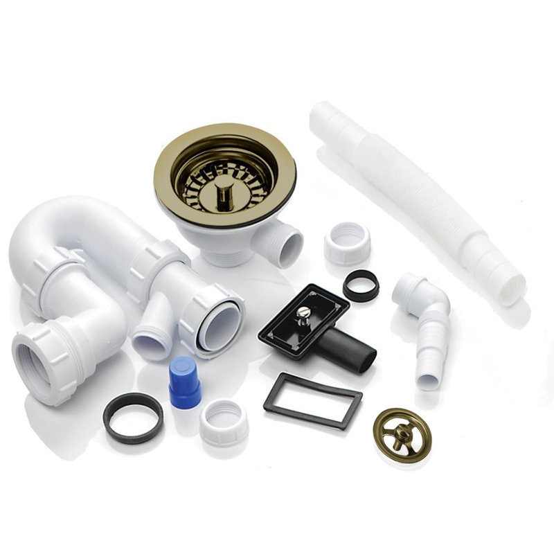  RAK Rangemaster 1.0 Bowl Waste & Plumbing Kit With Overflow For Kitchen Sinks, Bronze