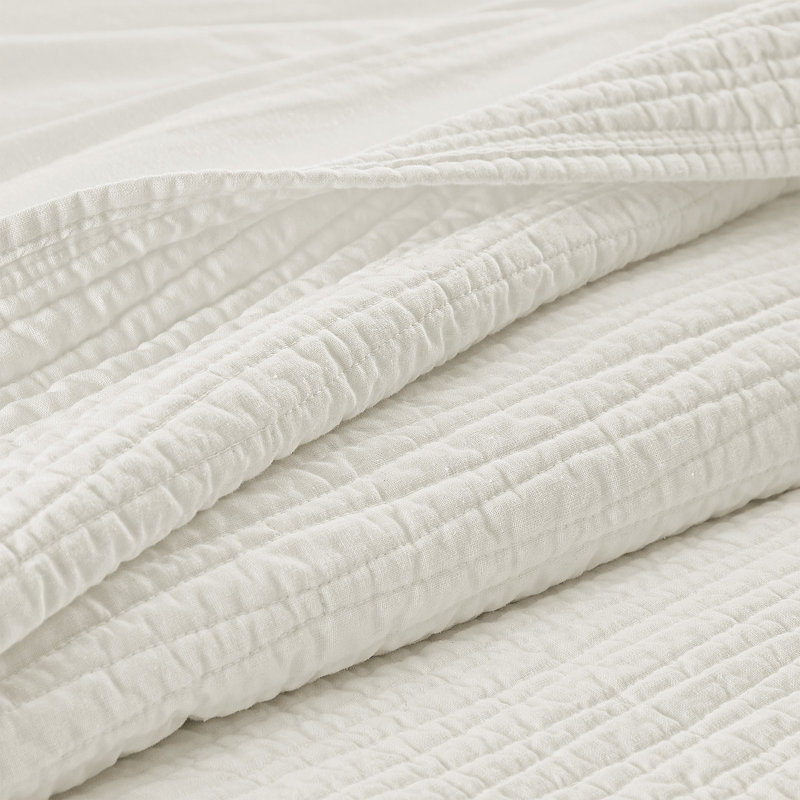 Ensemble de courtepointe en coton 3 pièces Wonderful, Courtepointe pour grand lit + 2 taies décoratives, Blanc
