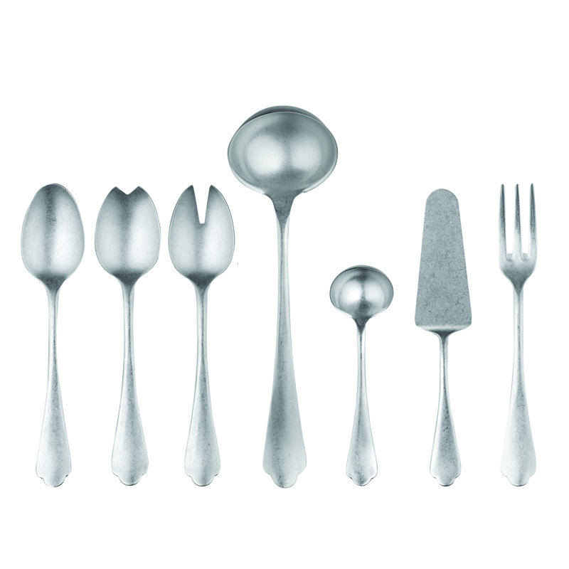 Dolce Vita 7 - Piece Stainless Steel Hostess Set, Pewter Silver