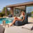 Enid Large Outdoor Bean Bag Lounge Set With Matching Ottoman Pouf-1028726695
