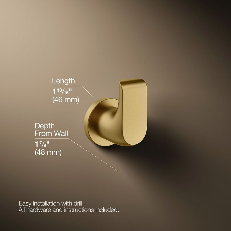 Avid® Robe Hook, Vibrant Brushed Moderne Brass