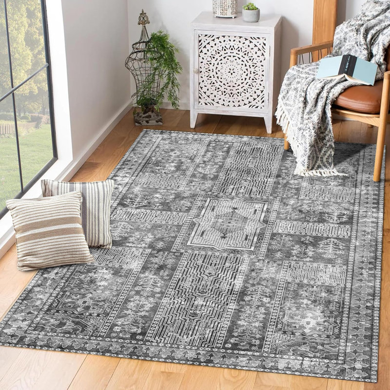 Tapis lavable 9 pi x 12 pi - Tapis d'intérieur élégant pour le salon, la salle à manger ou la chambre à coucher