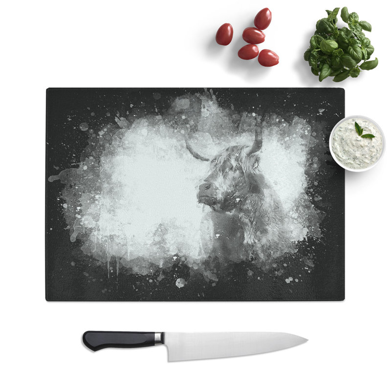 Tempered Glass Highland Cow Chopping Board, 20 cm x 28.5 cm