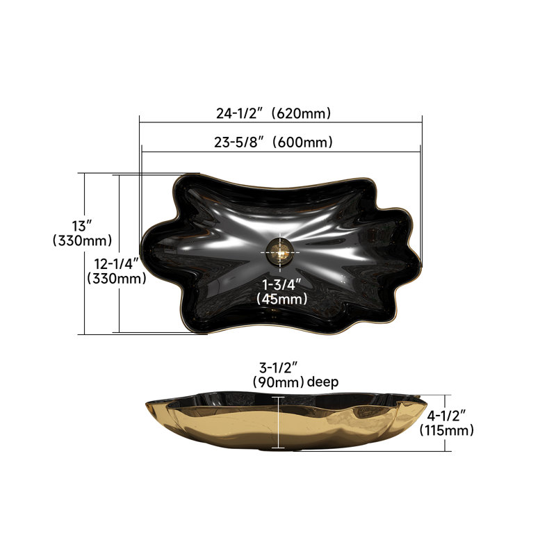 MEJE 24-Inch Unique Lotus Leaf Flower Shape Bathroom Vessel Sink, Above Counter Porcelain Ceramic Vessel Vanity Sink, Art Basin (Include Pop Up Drain)