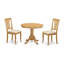 L'ensemble de table de salle à manger 3 pièces comprend une table ronde en bois avec piédestal et 2 chaises de cuisine en tissu de lin, 36 x 36 pouces, chêne-285938731-285938734-285938730