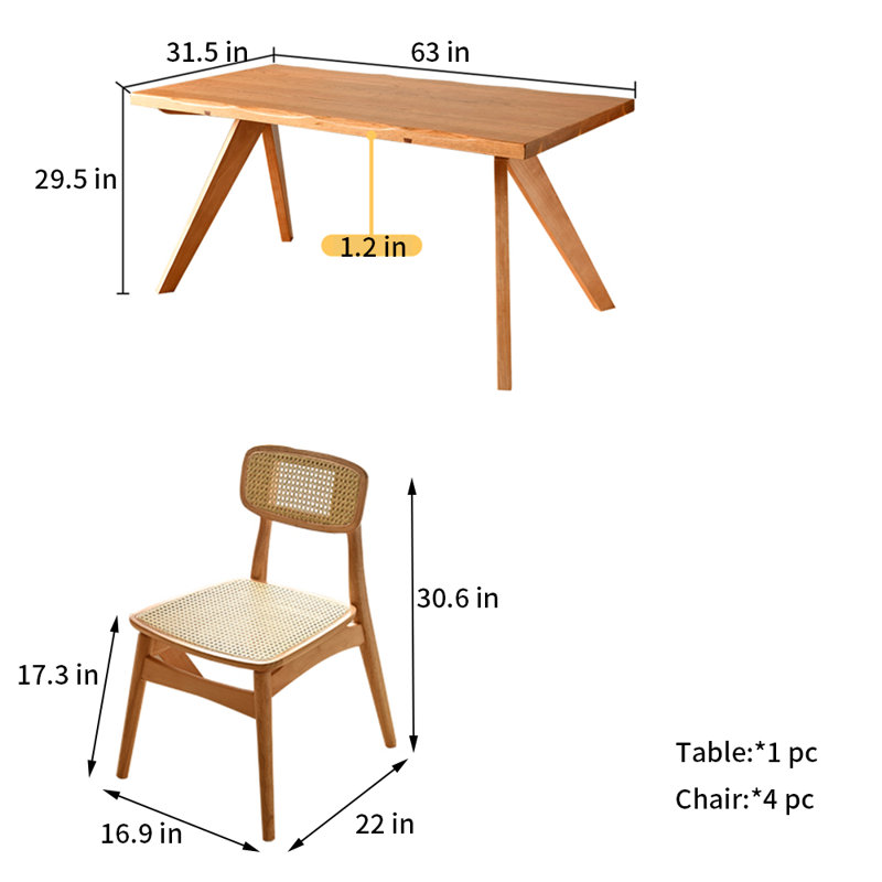 Une combinaison de tables et de chaises à banc épais, H 29,5 po x L 63 po x l 31,5 po