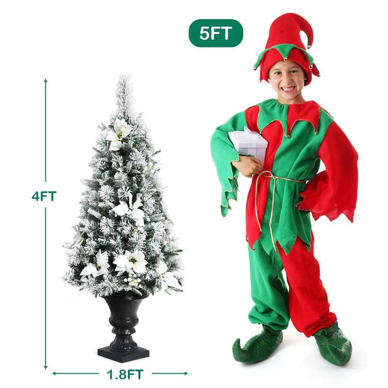 Arbre de Noël artificiel blanc et vert 48 "avec 100 lumières DEL H 48"