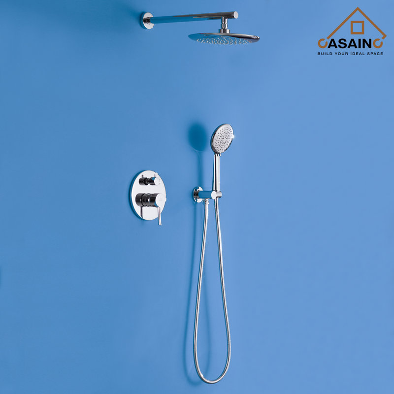 Chrome Dual Head Wall Mounted Shower System with Handheld