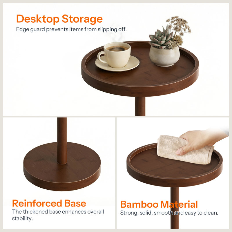 Bamboo Round End Table, Mocha
