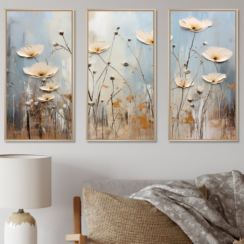 «Wildflowers Botanical Beauty V - Wildflowers», ensemble de reproduction d'art mural, Cadre naturel flottant