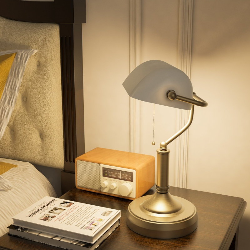 Steel Bankers Lamp, White