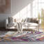 Tapis bleu abstrait Kymiere-999237840