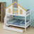 House Roof Bunk Bed with Window,Storage Drawers  for Kids and Teens