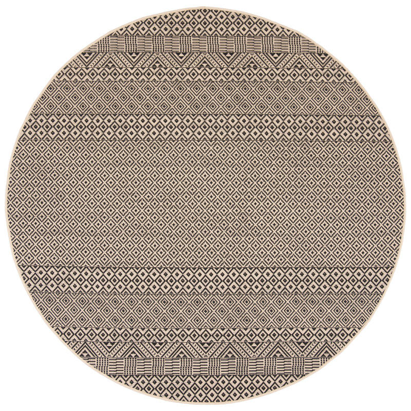 Tapis intérieur / extérieur beige Arneshia, Rond 5 pi 3 po