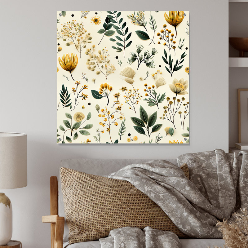 Romainville - art mural floral en acrylique, H 30 po x l 30 po