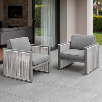 Chaise longue d'extérieur avec coussins Trinie Andrejka (ensemble de 2)