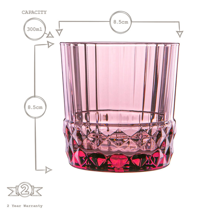 America '20s Small Glassware Set - 300ml, 400ml- 12pc, Pink
