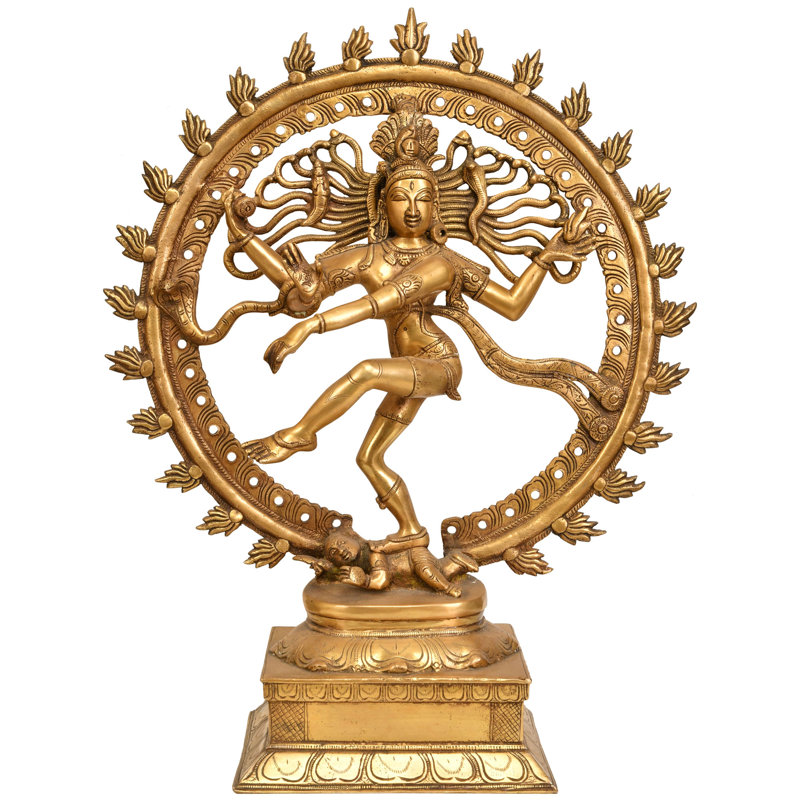 21" Nataraja Brass Statue - Handcrafted Shiva Cosmic Dance Sculpture for Temple Home Decor