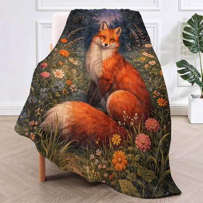 Jeté en flanelle Cosmic Fox Fantasy Space