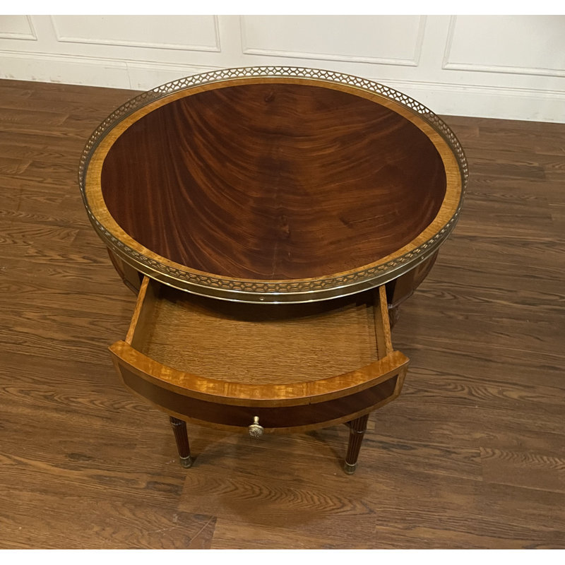 Round Mahogany End Table with Brass Gallery