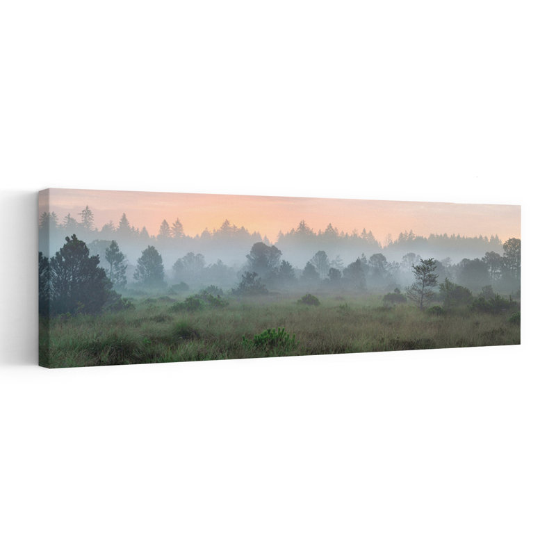 «Misty Forest Morning Ethereal Peaceful Serene Forest Landscape», art mural, H 12 po x l 36 po