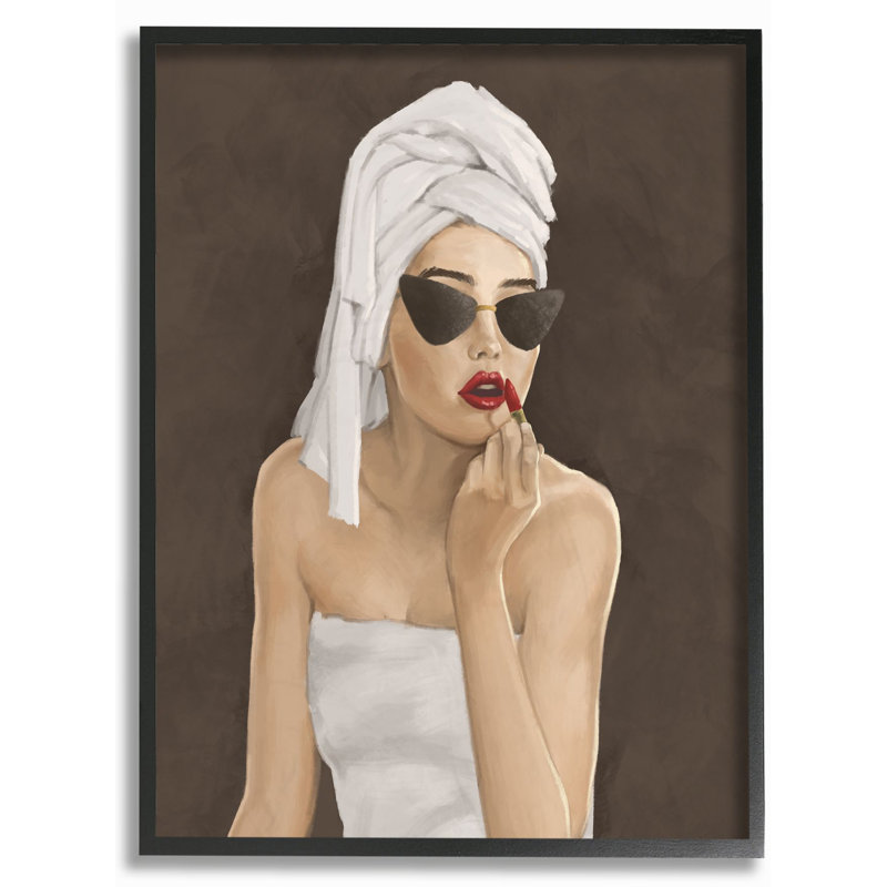 Créateur de mode, maquillage, maquillage, brun rouge, Giclée encadrée noir minuit, H 30 po x l 24 po