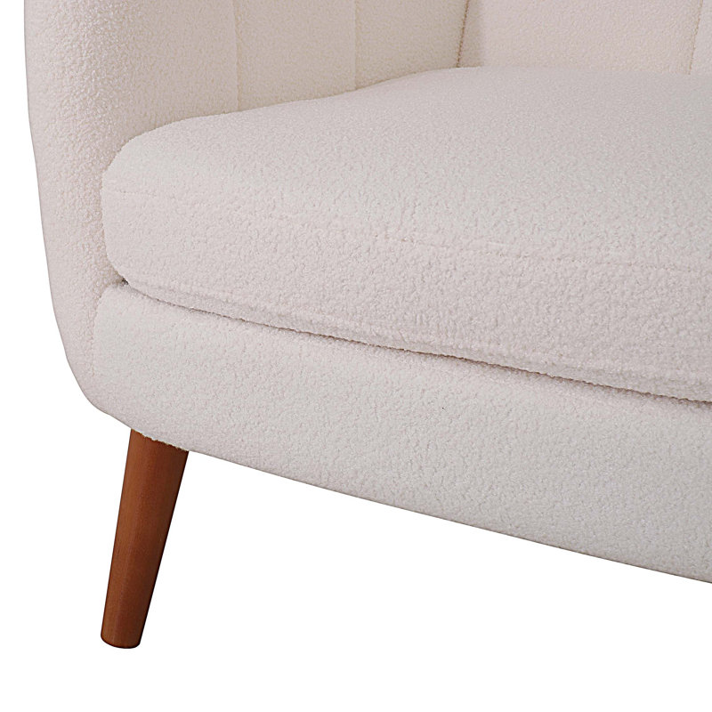 Chaise d'appoint rembourrée en laine Teddy, fauteuil confortable avec pieds en bois de bouleau