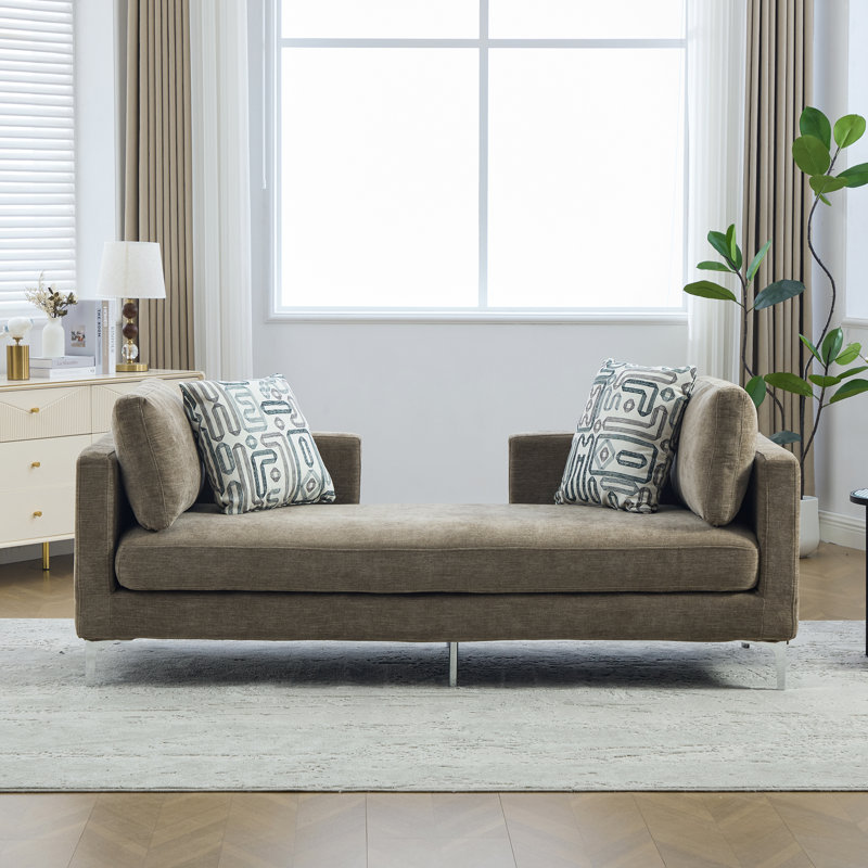 Chaise longue rembourrée avec housse, canapé surdimensionné avec 4 coussins, canapé-lit avec accoudoirs et dossier ouvert pour la fenêtre de la chambre d'amis du salon