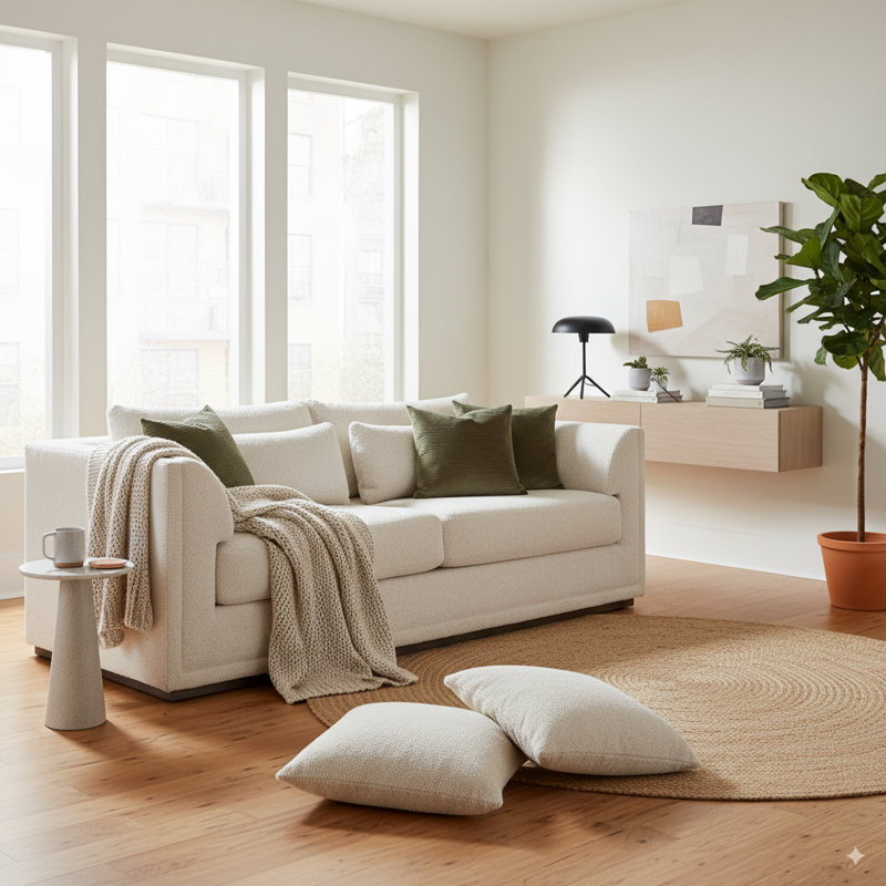 Theo 91'' High Performance Boucle Upholstered Modern Sofa