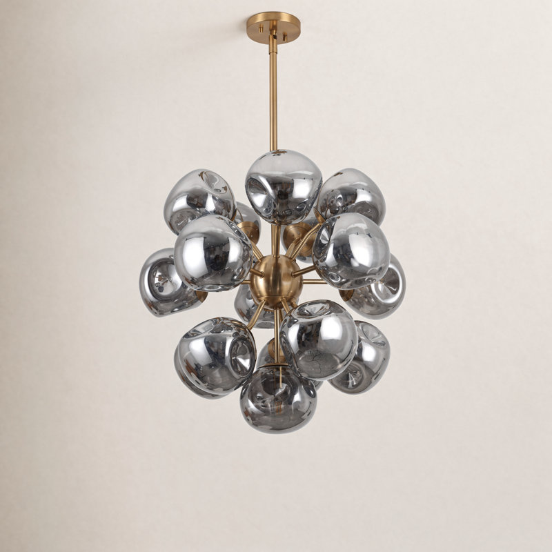 Tempered Glass Chandelier with 4-Light Tier