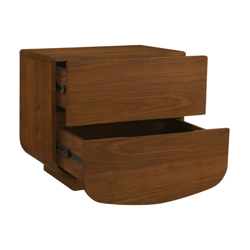Burke Solid Wood 2-Drawer Nightstand, Fully Assembled