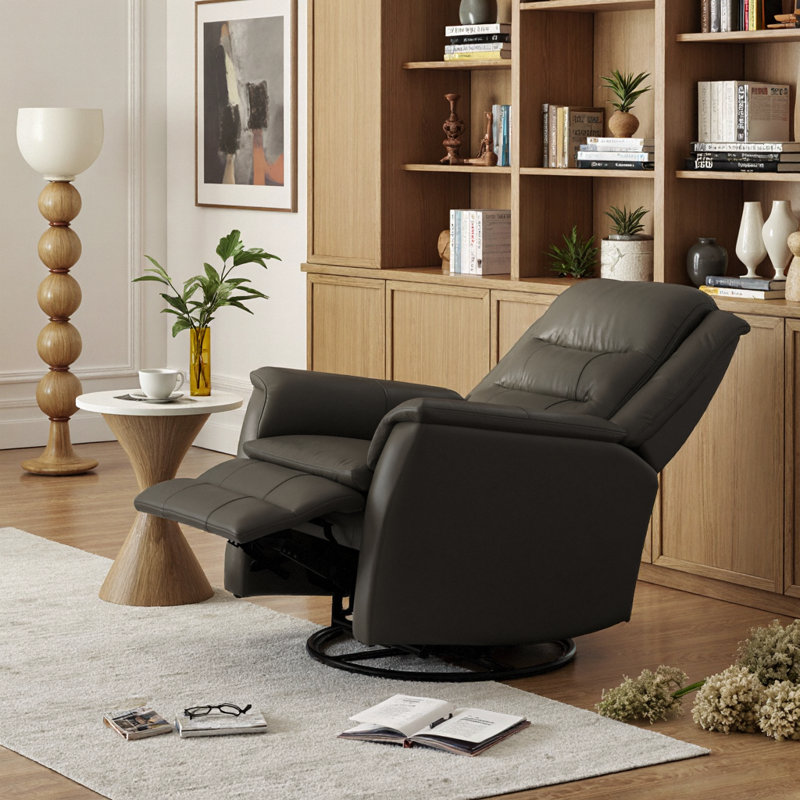 Swivel Glider Recliner Chair - Manual Recline & Smooth Swivel Motion, Durable Foam Support, Gray