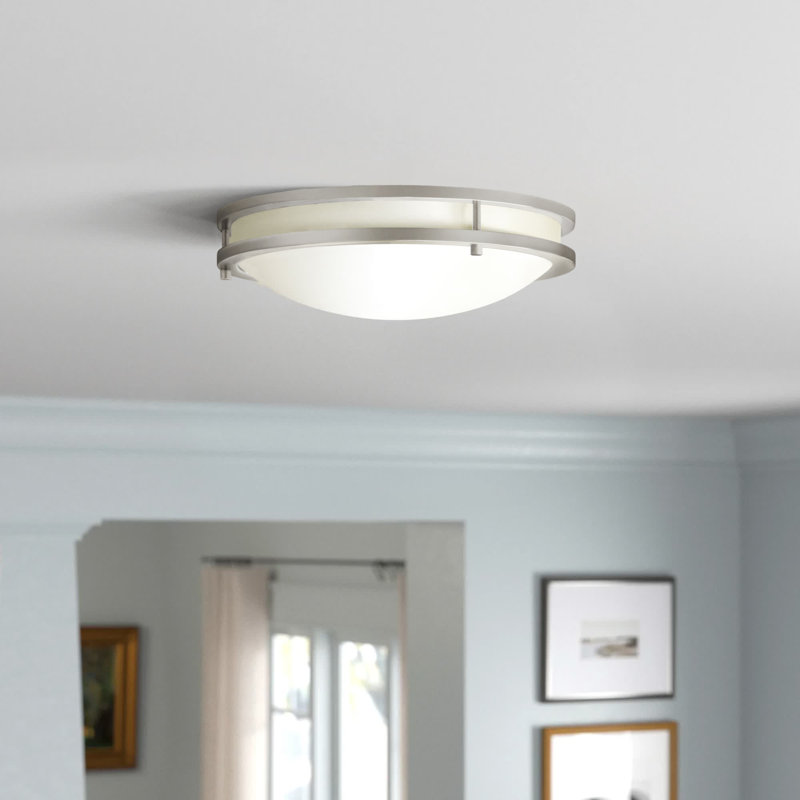 Mahone Acrylic LED Flush Mount, 4.13" H x 14.5" W x 14.5" D, Painted Brushed Nickel