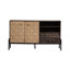 Buffet 56,5 "Mid-Century avec buffet à motif géométrique 3D en bois massif et panneau de fibres à densité moyenne, 2 portes et 2 tiroirs