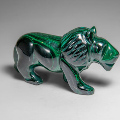 Genuine Polished Malachite Lion Carving (272 Grams)