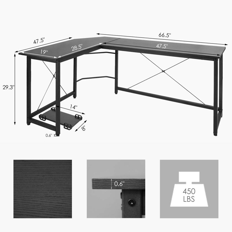 Majoch Adjustable L-Shaped Computer Desk