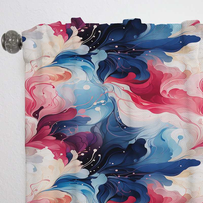 «Colorful Artistic Expression Marble Swirls II» - rideau en velours marbre abstrait - 1 panneau, L 52 po x L 95 po