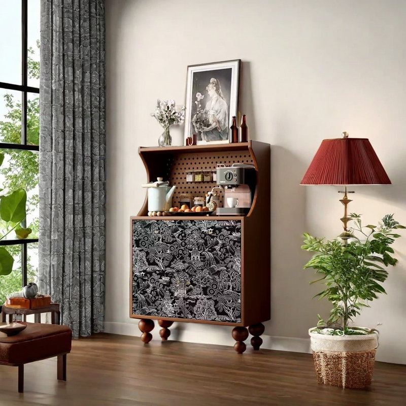 Armoire d'appoint moderne au design rétro moderne, Brun noisette