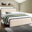 Structure de lit tapissier moderne avec rangement - tête de lit courbée beige, lattes en métal robustes, capacité de 800 lb-327461686