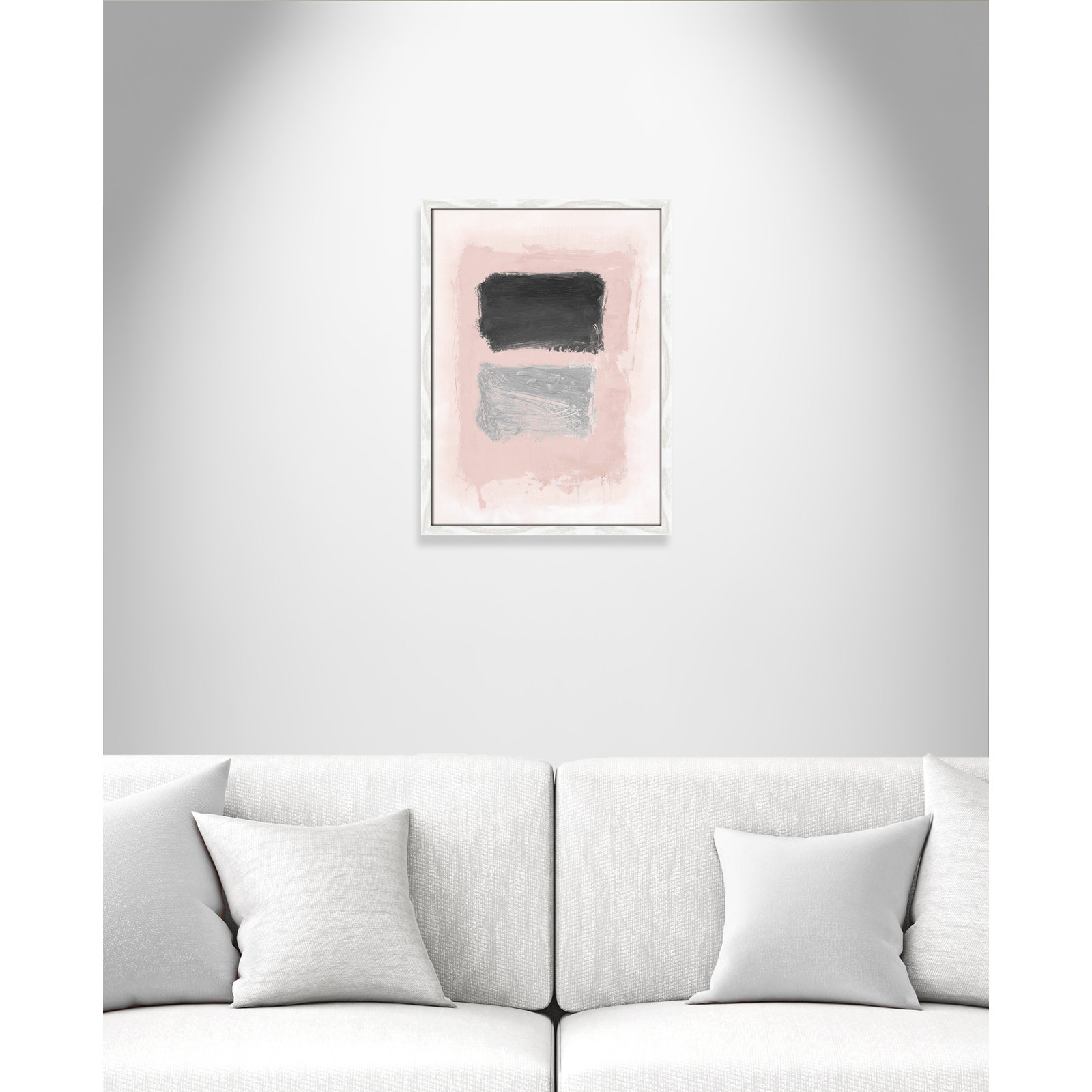 Pink, Black and Silver Shimmer I Print, 23" H x 17" W x 1.25" D, White Slim Unmatted Picture Framed