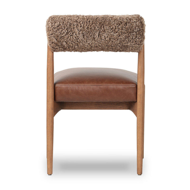 Jazelle Dining Chair-Taupe Shearling, Havana Brown Teddy Fabric