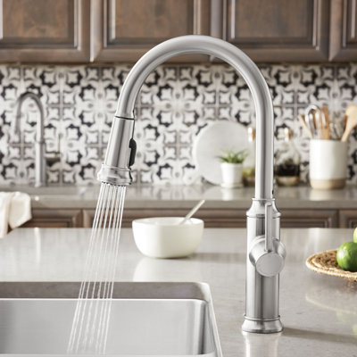 Empressa High Arc Pull-Down Dual-Spray Kitchen Faucet