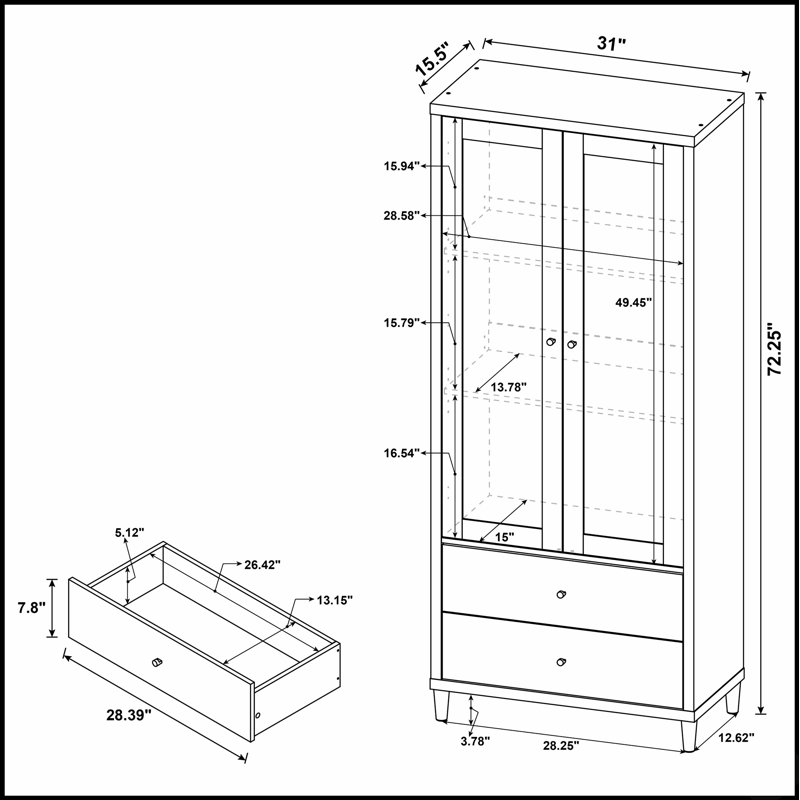 Armoire d'appoint 2 tiroirs Tabac