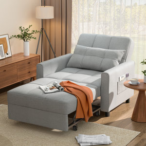3-in-1 Adjustable Upholstered Sleeper Sofa Bed, Convertible Modern Foldable Lounge Chair(incomplete box 1 )