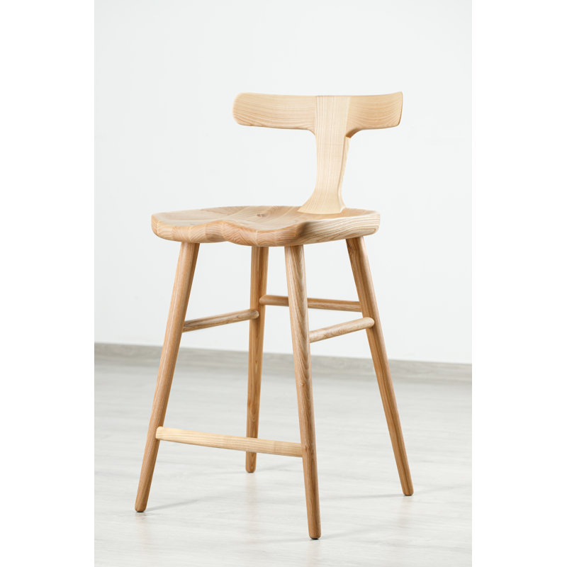 Chaise Anvil avec dossier, Tabouret de comptoir (siège d'une hauteur de 25 p, Frêne mat