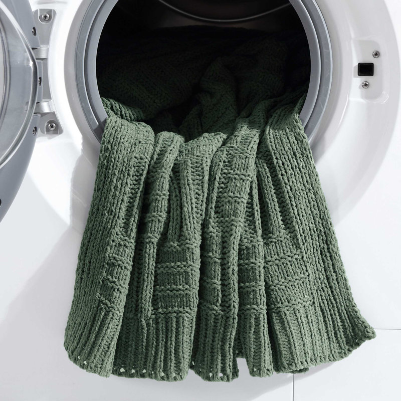 Knitted Throw Blanket, Green