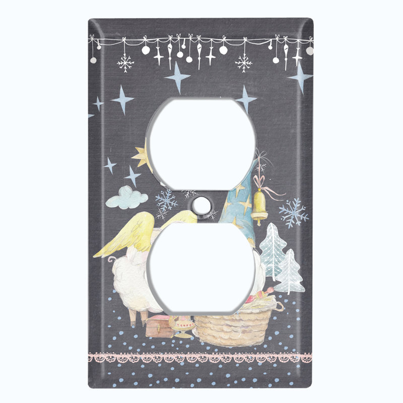 Plaque murale murale à 2 branches Sheep Couple Night Stars Snow